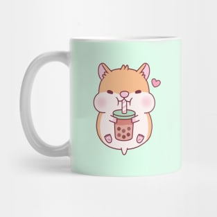 Cute Chubby Hamster Loves Bubble Tea Mug